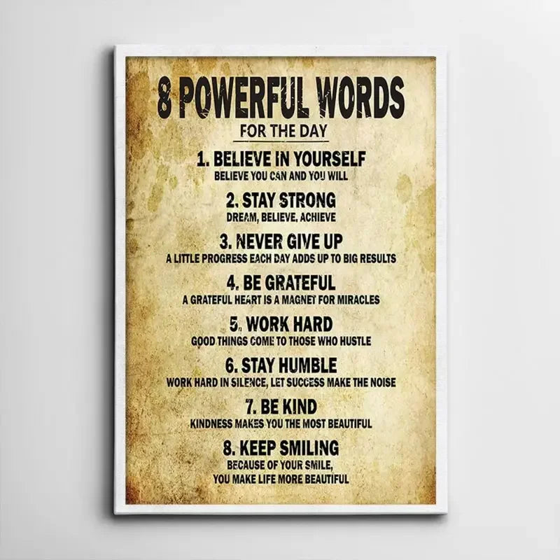 1pc Unframed Retro Canvas Poster, Powerful Words Affirmations