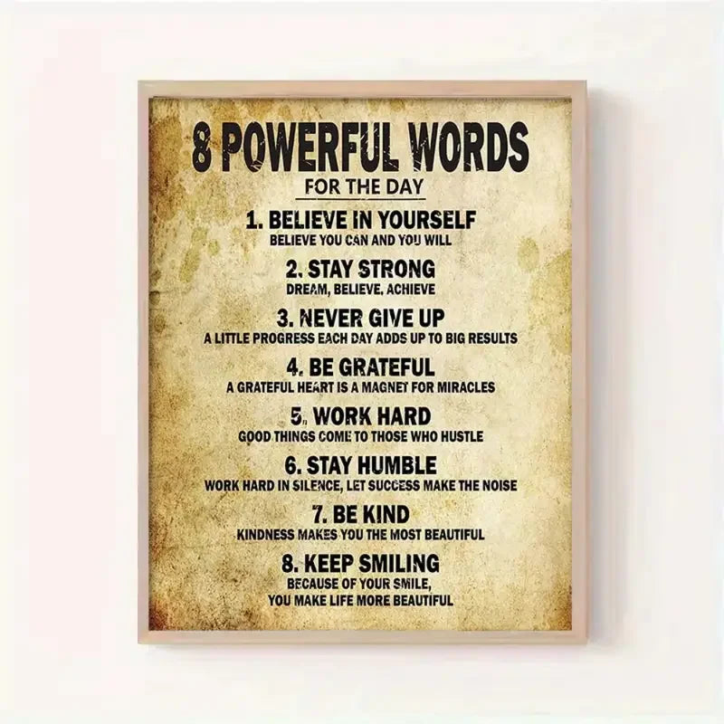 1pc Unframed Retro Canvas Poster, Powerful Words Affirmations