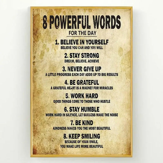1pc Unframed Retro Canvas Poster, Powerful Words Affirmations